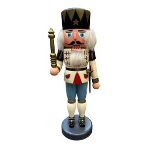 Vtg Freiberger Raum-Und German Erzgebirge Wooden White King Nutcracker 13"